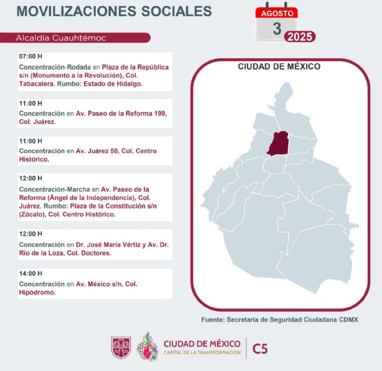 Tráfico en CDMX hoy 3 de agosto 