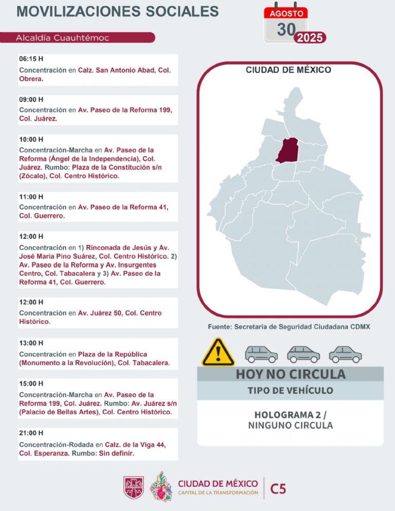 Tráfico en CDMX hoy 30 de agosto 