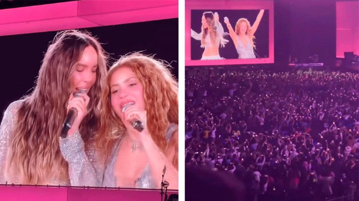 VIDEO: Belinda acompaña a Shakira en show de CDMX y se arrodilla para decirle "te amo"