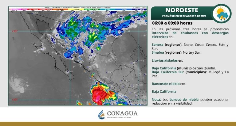 Así será el clima en Sonora este domingo 31 de agosto. Foto: Conagua