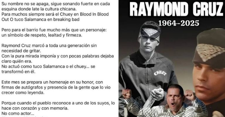 Reportan presunta muerte del actor Raymond Cruz