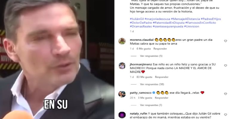 Julián Gil desafia a Marjorie de Sousa y manda mensaje a su hijo Matías