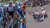 Foto ilustrativa de la nota titulada ¡A nada de la meta!: Isaac del Toro sufrió una aparatosa caída en la Vuelta a Burgos 2025