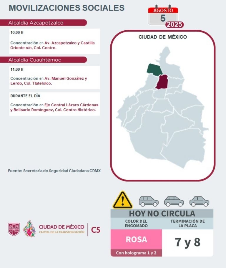 Tráfico en CDMX hoy 5 de agosto 