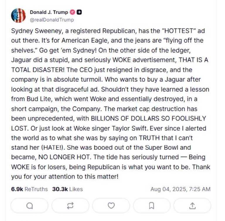 Publicación de Donald Trump 