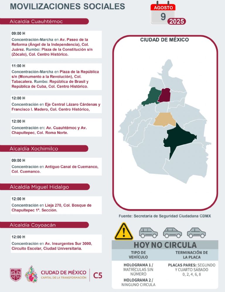 Tráfico en CDMX hoy 9 de agosto 