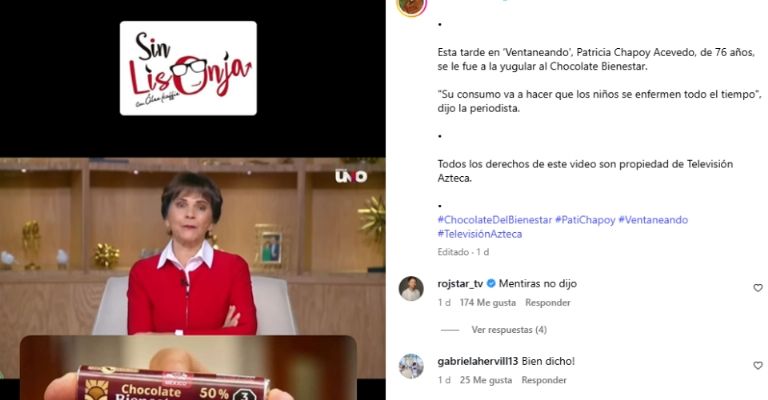 Pati Chapoy arremete contra Claudia Sheinbaum por el chocolate bienestar en Ventaneando