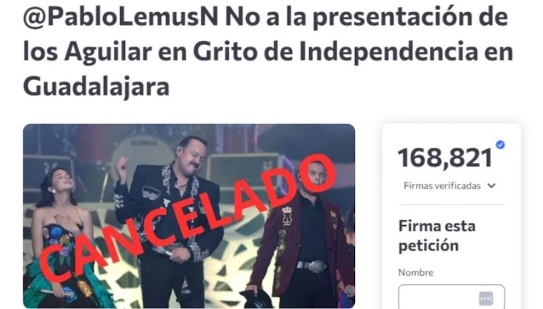 Petición para cancelar concierto