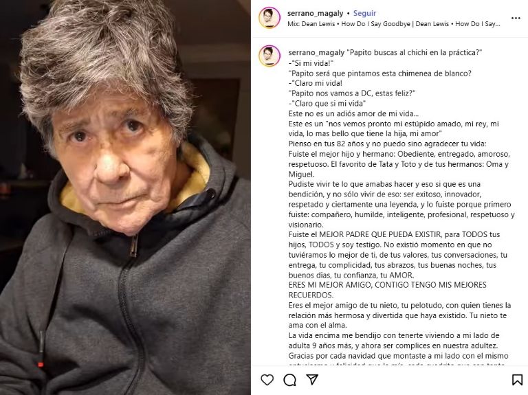 La actriz Magaly Serrano anunció la muerte de su padre