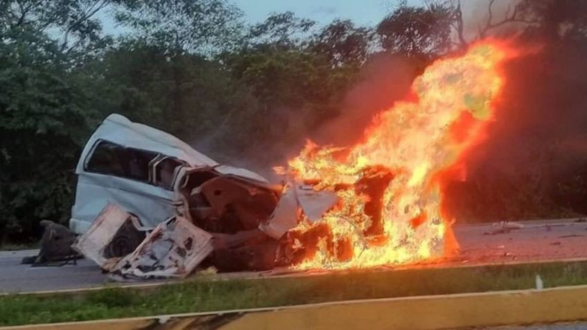 VIDEO: Choque múltiple sobre la carretera Mérida-Campeche deja al menos 15 muertos