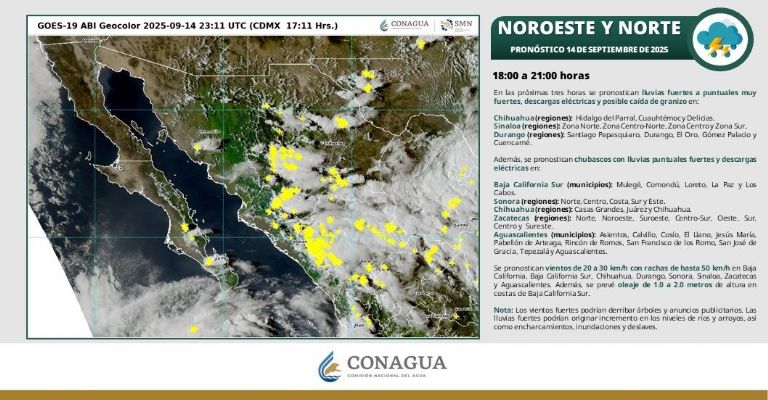Lluvias para hoy en la noche en Sonora
