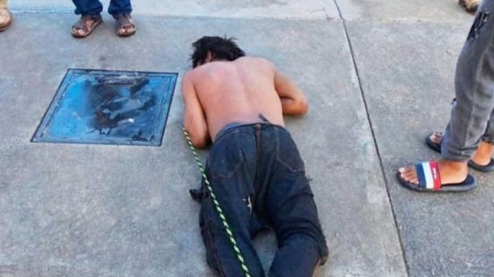 VIDEO: Pobladores someten y amarran a sujeto que fue descubierto dentro de casa ajena