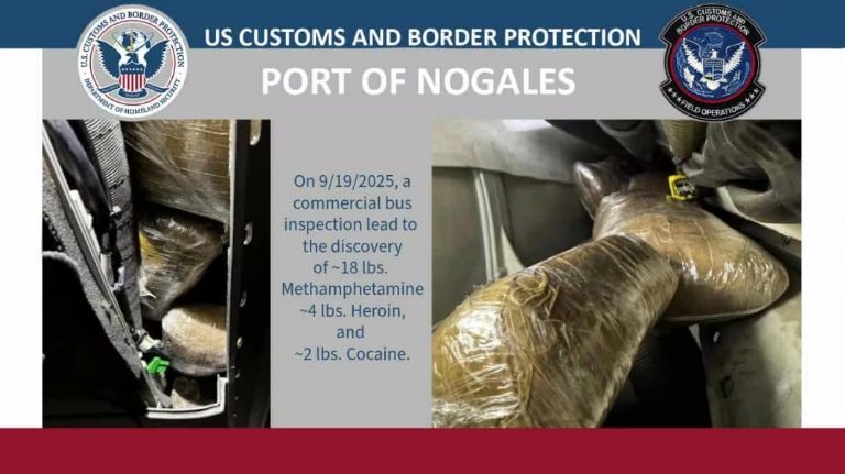 Los paquetes estaban ocultos dentro del autobús comercial