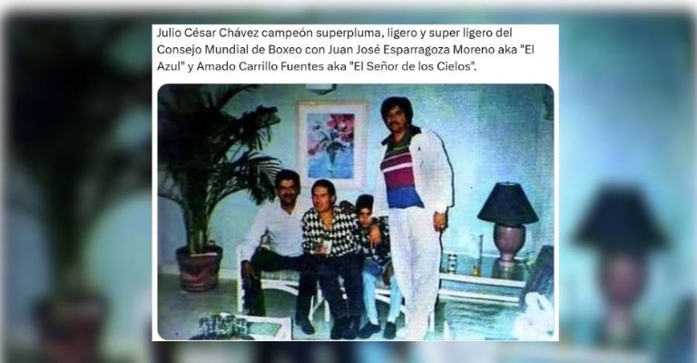 Julio César Chávez junto a Juan José 'El Azul' Esparragoza y Amado Carrillo Fuentes, alias 'El Señor de los Cielos'