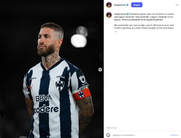 Mensaje de Sergio Ramos en su cuenta de Instagram