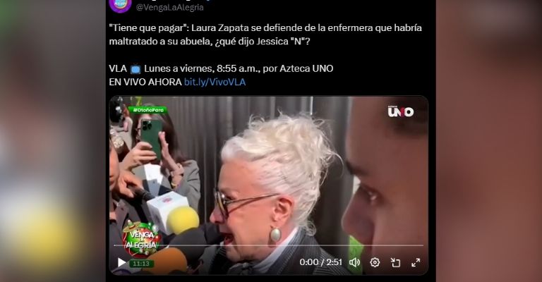 Laura Zapata exige justicia para su abuela y advierte a enfermera que acusa de negligencia
