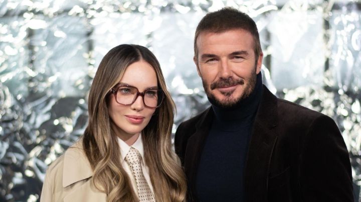 Ganando como siempre: Belinda posa junto a David Beckham en el desfile de moda en Milán