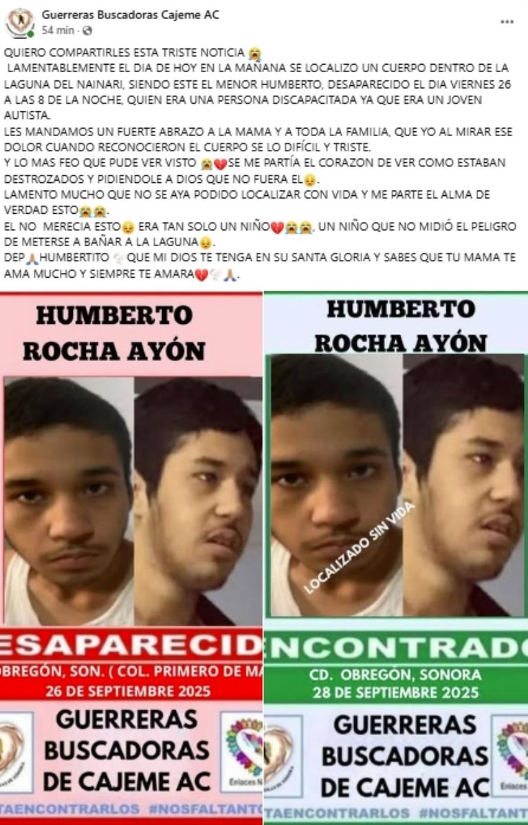 Tenía autismo: Cuerpo de joven de 17 años es encontrado en la Laguna del Náinari; estaba desaparecido