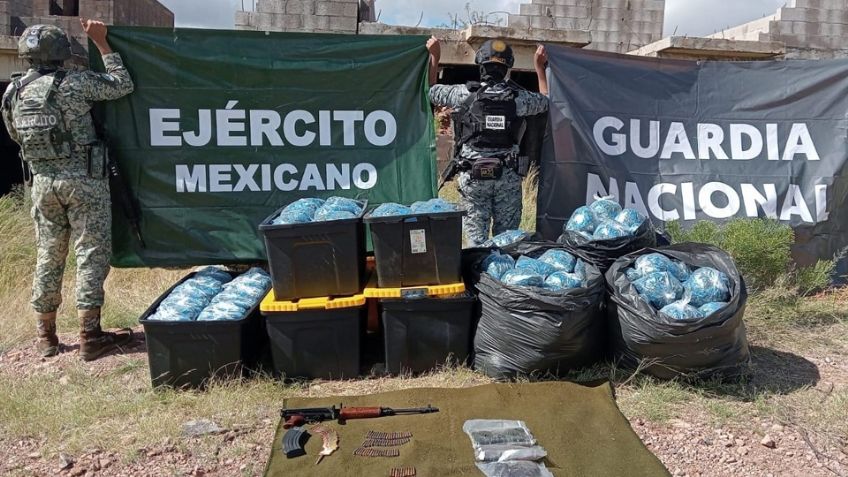 Criminales huyen y dejan abandonados 70 kilos droga y un 'cuerno de chivo' en Nogales