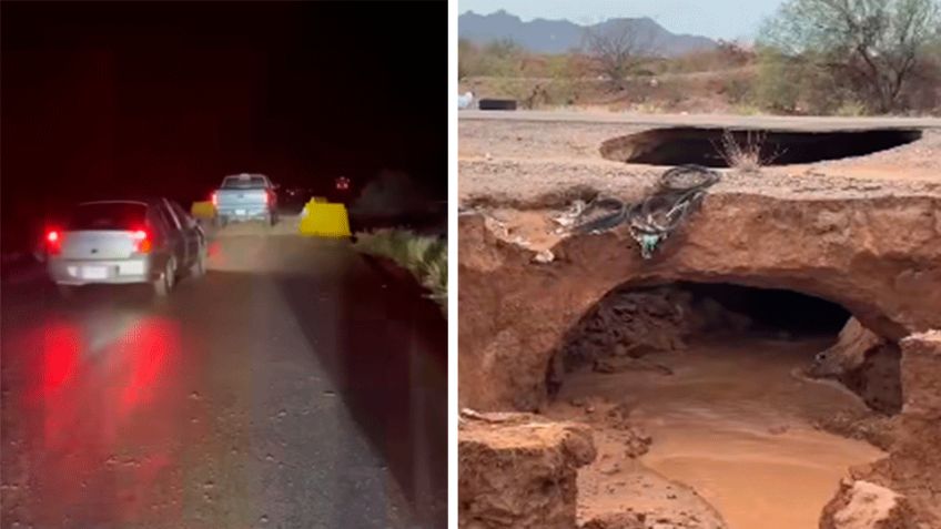 Cero Sur vuelve a la normalidad tras socavón por lluvia intensa en la Costa de Hermosillo