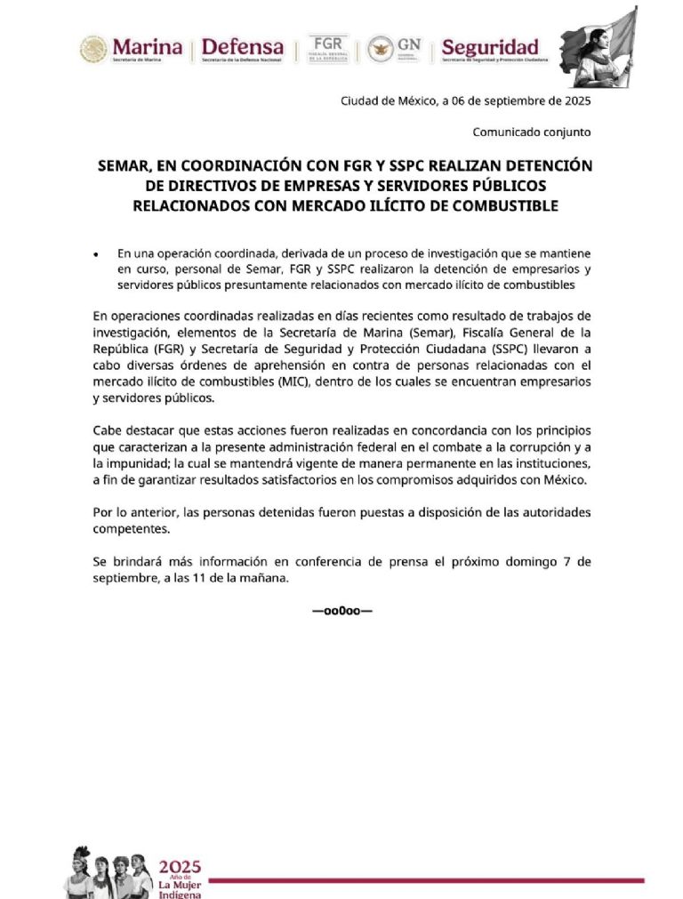 Comunicado de Secretaría de Marina