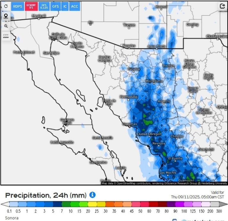 Pronóstico de lluvias para la semana 