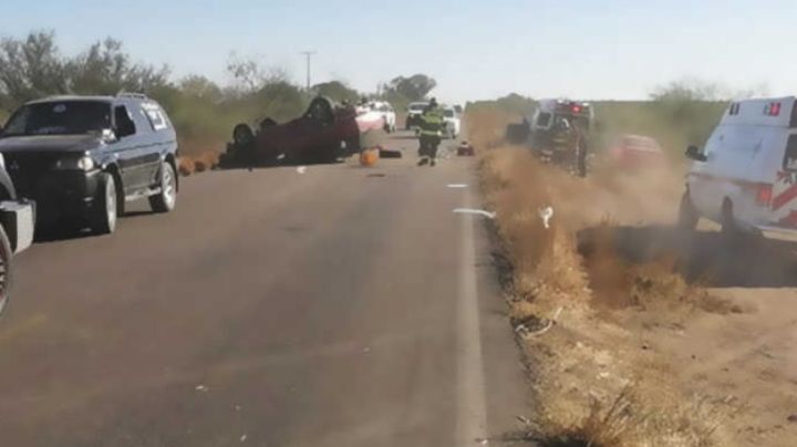 Volcadura en la Costa de Hermosillo deja saldo de un fallecido y dos heridos