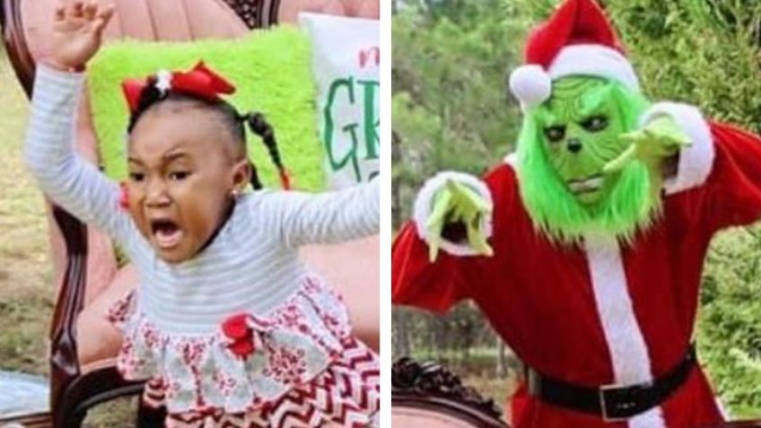 VIDEO: Niña huye aterrorizada al ser sorprendida por el Grinch en sesión fotográfica