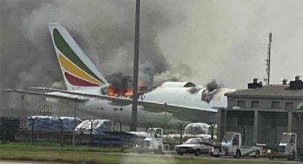 VIDEO: Avión de carga de Ethiopian Airlines se incendia en aeropuerto de Shangai