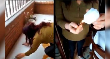 VIDEO: Mujer muestra su desagrado en redes por la caída de 'nieve de plástico' en España