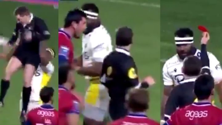 Jugador es expulsado del campo tras levantar al árbitro en eufórica celebración