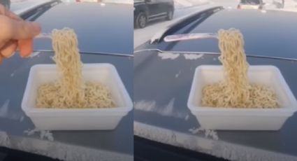 Gélido clima de Siberia congela al instante sopa de fideos y las imágenes se viralizan