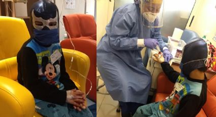 Para tomar fuerza en su quimioterapia, niño usa máscara de Blue Demon y se hace viral