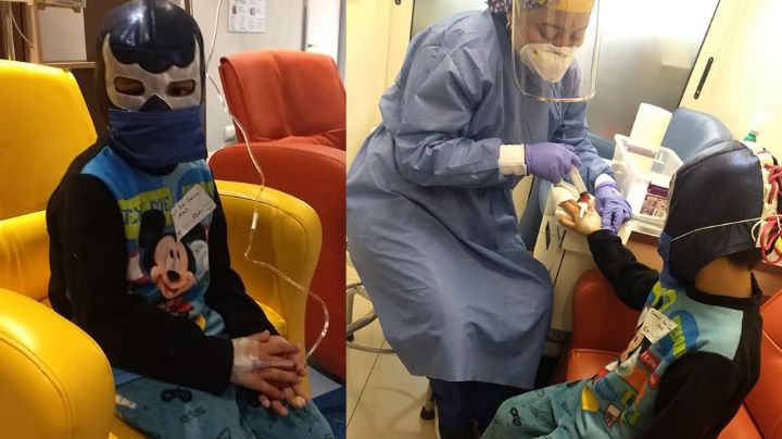 Para tomar fuerza en su quimioterapia, niño usa máscara de Blue Demon y se hace viral