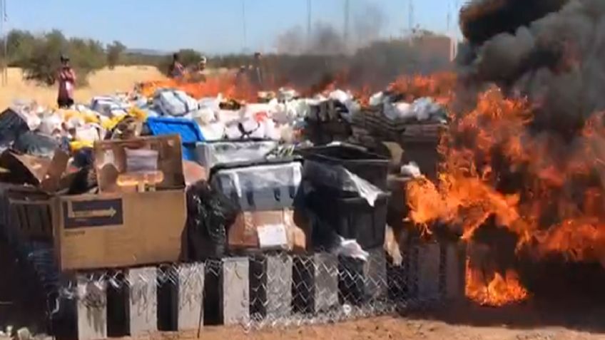 Golpe al crimen en Sonora: Arden cuatro toneladas de drogas en la carretera a Bahía de Kino