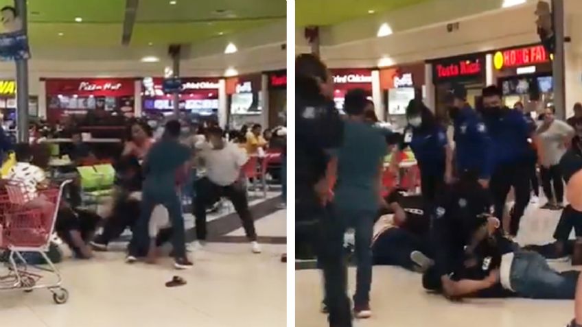 VIDEO: Se viraliza pelea campal en centro comercial de Nuevo León ¿por una mesa?