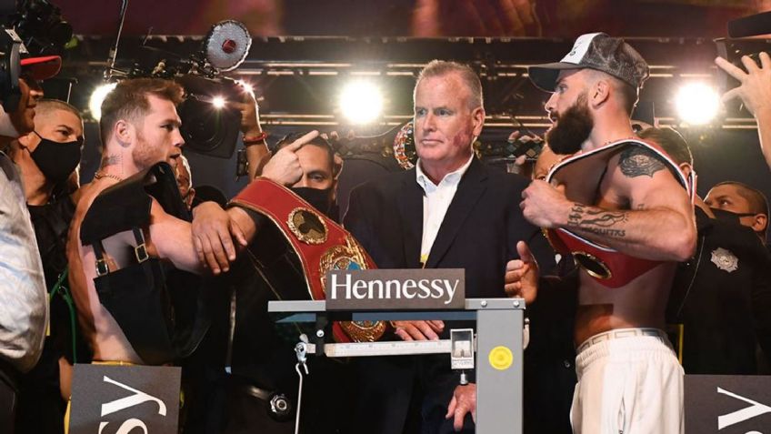 Canelo vs. Plant: Ambos boxeadores superan la báscula y se enfrentan tras la ceremonia