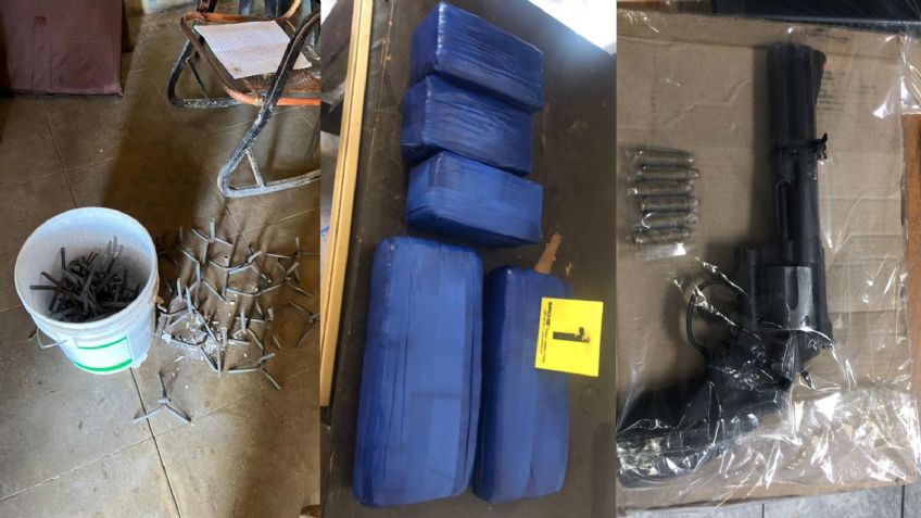 Tras 27 cateos en Sonora, aseguran a 26 personas, droga, ponchallantas y armas de fuego