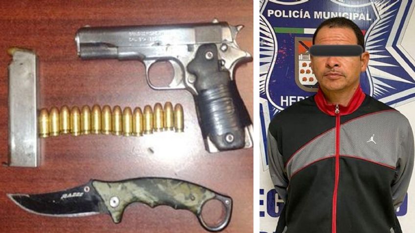 Luis Gumaro es arrestado mientras cargaba un arma de fuego por calles de Hermosillo