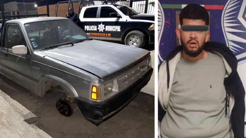 Por desmantelar auto en la vía pública, sorprenden a presunto robacarros en Hermosillo
