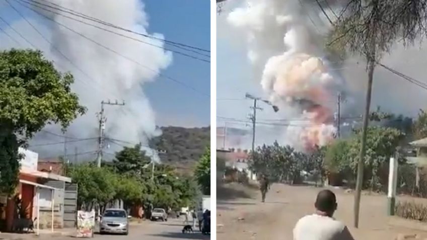 VIDEO: Captan momento exacto de fuerte explosión en bodega de pirotecnia en Michoacán