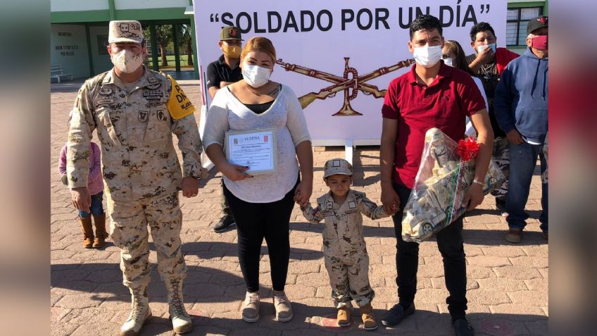 Ciudad Obregón: Gregorio Eduardo cumple su sueño de ser soldado por un día