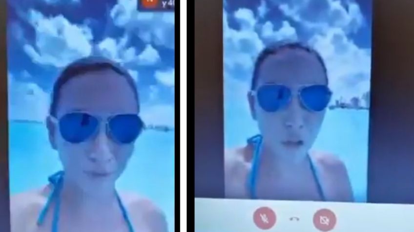 VIDEO: ¡La cacharon! Alumna toma clase en bikini y con lentes de sol en Cancún