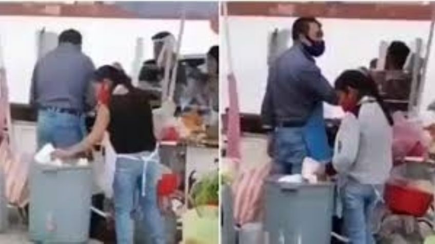 (VIDEO) Edomex: En plena pandemia, taquero saca platos de la basura para reutilizarlos