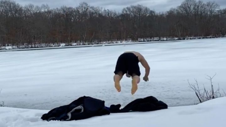 VIDEO: Luchador de la UFC brinca a un lago congelado y resulta con lesiones en la cabeza