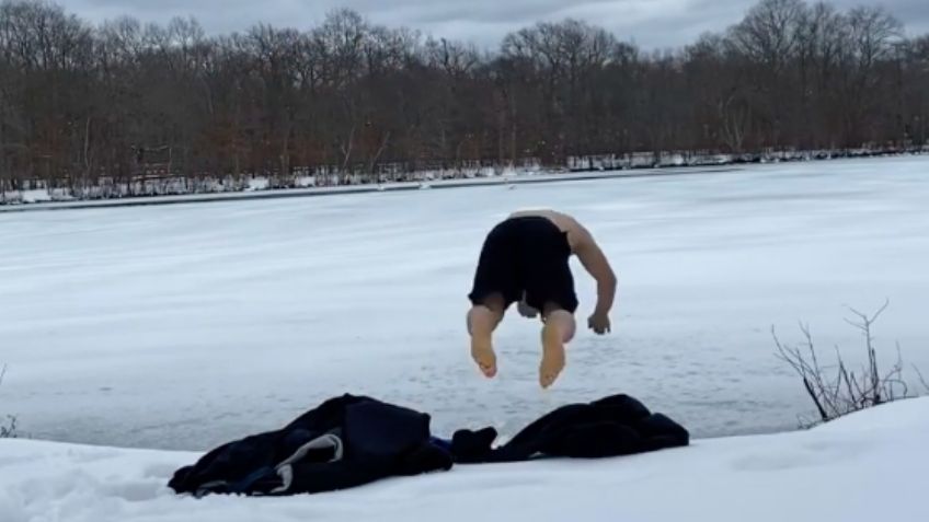 VIDEO: Luchador de la UFC brinca a un lago congelado y resulta con lesiones en la cabeza