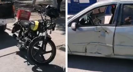 Fuerte choque entre motocicleta y sedán deja a joven lesionado en Ciudad Obregón