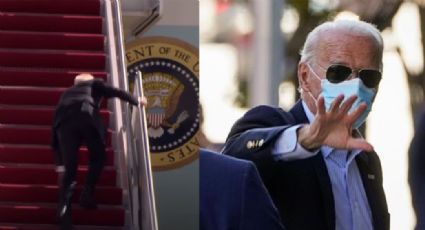 VIDEO: Joe Biden se cae tres veces en las escaleras del avión; revelan su estado de salud