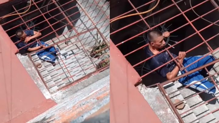VIDEO: ¡Mala suerte! La cabeza de un ladrón quedó atorada en una reja y no pudo huir