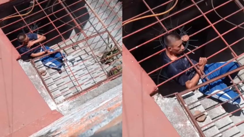 VIDEO: ¡Mala suerte! La cabeza de un ladrón quedó atorada en una reja y no pudo huir